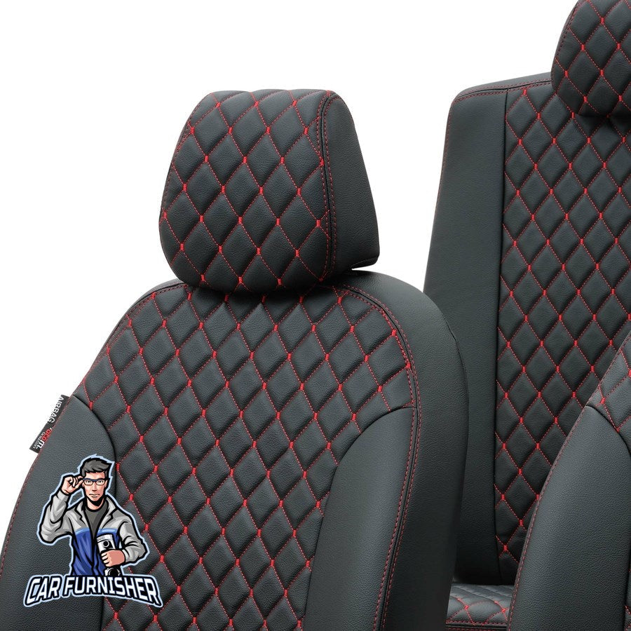 Volvo V40 Car Seat Cover 2013-2023 T2/T3/T4/T5/D2/D3 Madrid Design Dark Red Full Set (5 Seats + Handrest) Full Leather