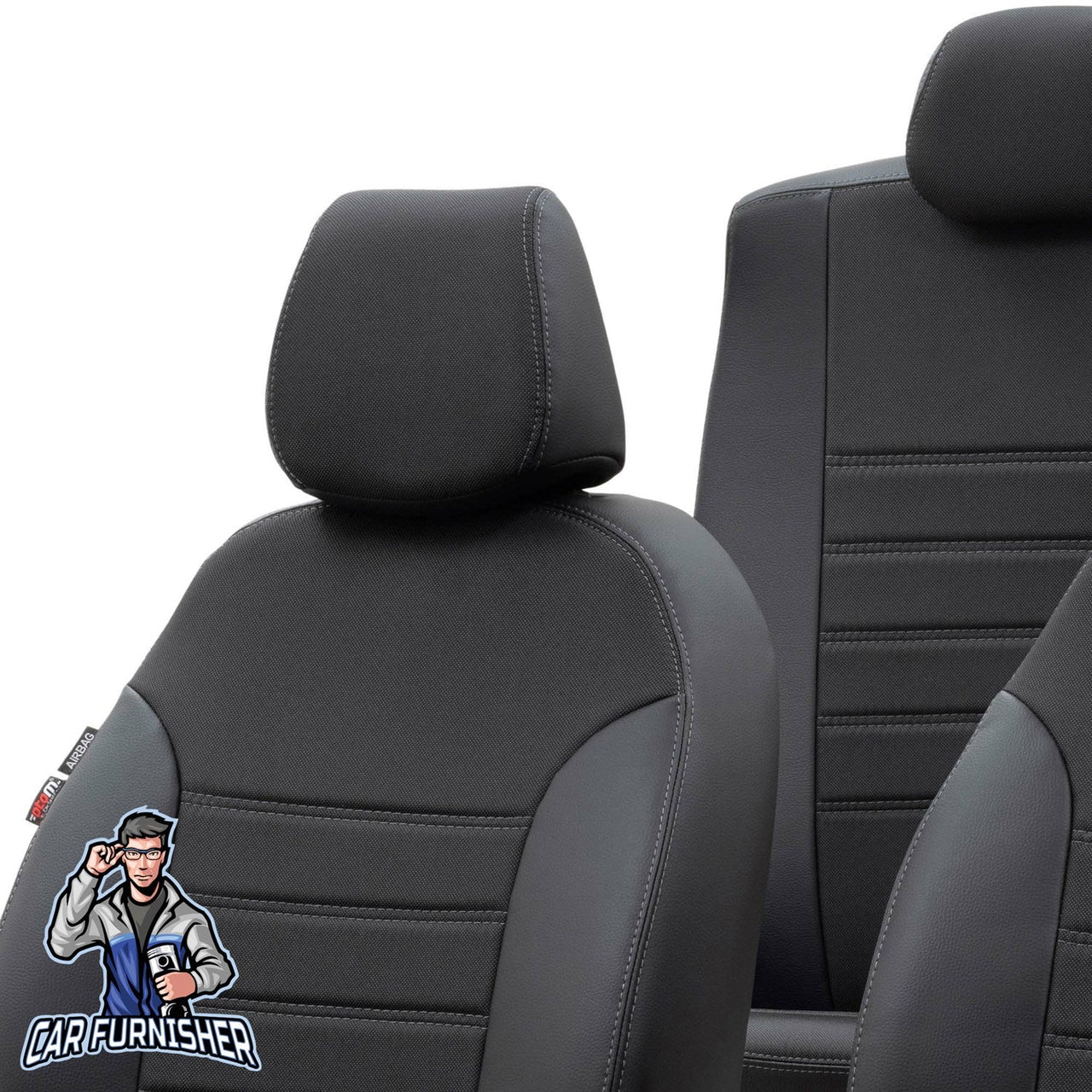 Tata Xenon Seat Covers Paris Leather & Jacquard Design Black Leather & Jacquard Fabric