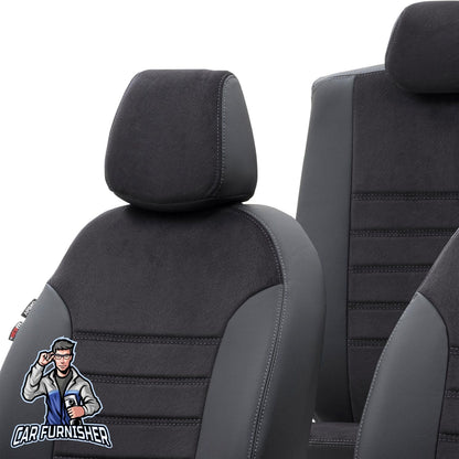 Renault Premium Seat Cover London Foal Feather Design Black Front Seats (2 Seats + Handrest + Headrests) Leather & Foal Feather