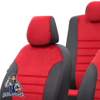 Thumbnail for Scania R Seat Cover London Foal Feather Design Red Front Seats (2 Seats + Handrest + Headrests) Leather & Foal Feather