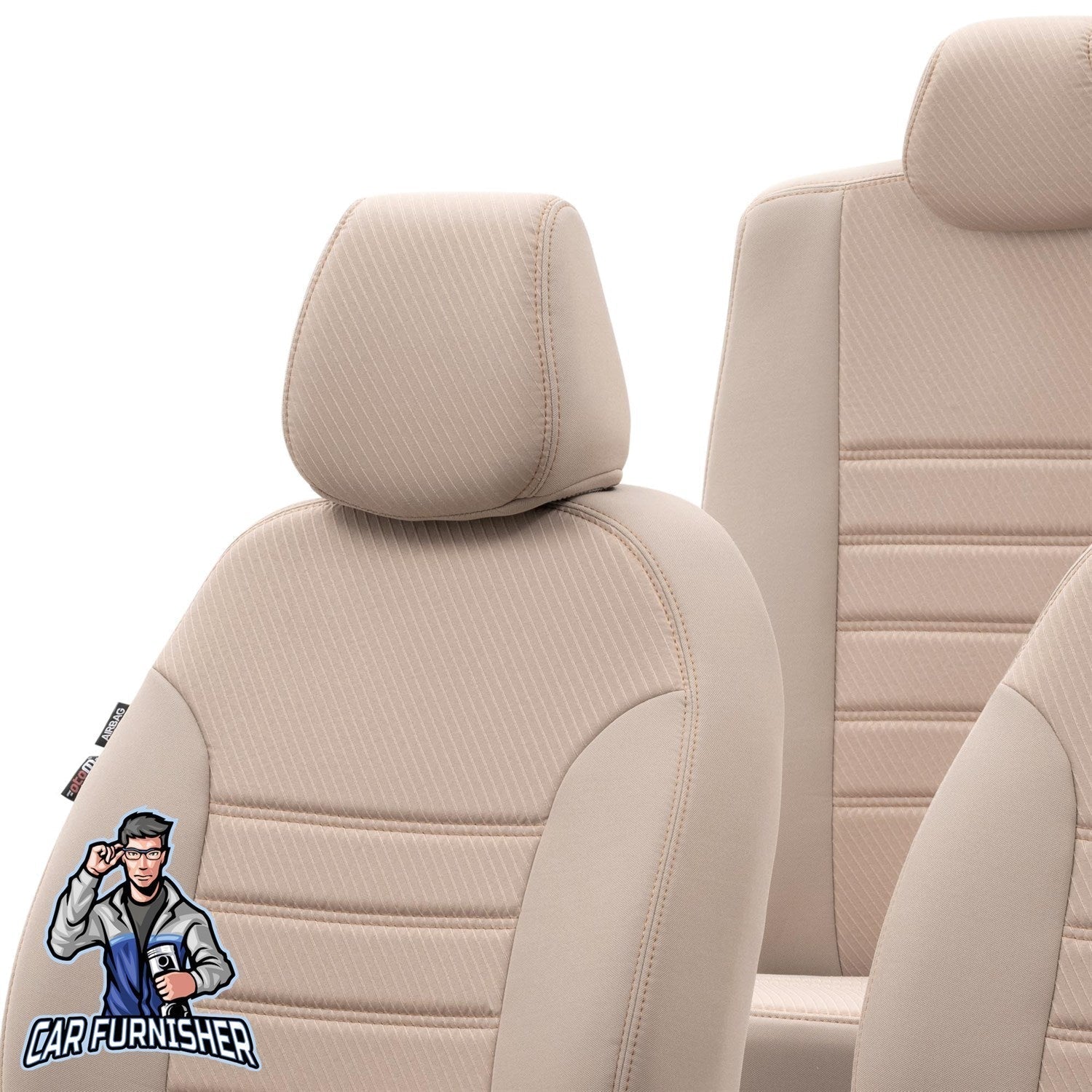 Renault Premium Seat Cover Original Jacquard Design Dark Beige Front Seats (2 Seats + Handrest + Headrests) Jacquard Fabric