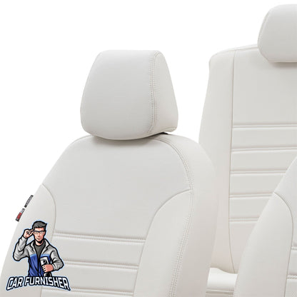 Tesla Model Y Seat Cover New York Leather Design Ivory Leather