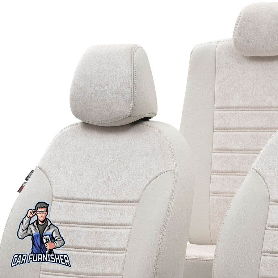 Tesla Model S Seat Cover Milano Suede Design Ivory Leather & Suede Fabric