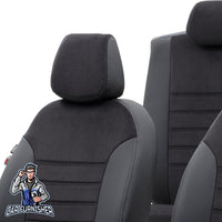 Thumbnail for Scania R Seat Cover London Foal Feather Design Black Front Seats (2 Seats + Handrest + Headrests) Leather & Foal Feather