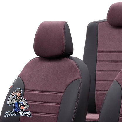 Ssangyong Musso Seat Covers Milano Suede Design Burgundy Leather & Suede Fabric