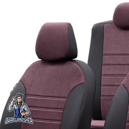 Toyota Aygo Seat Cover Milano Suede Design Burgundy Leather & Suede Fabric