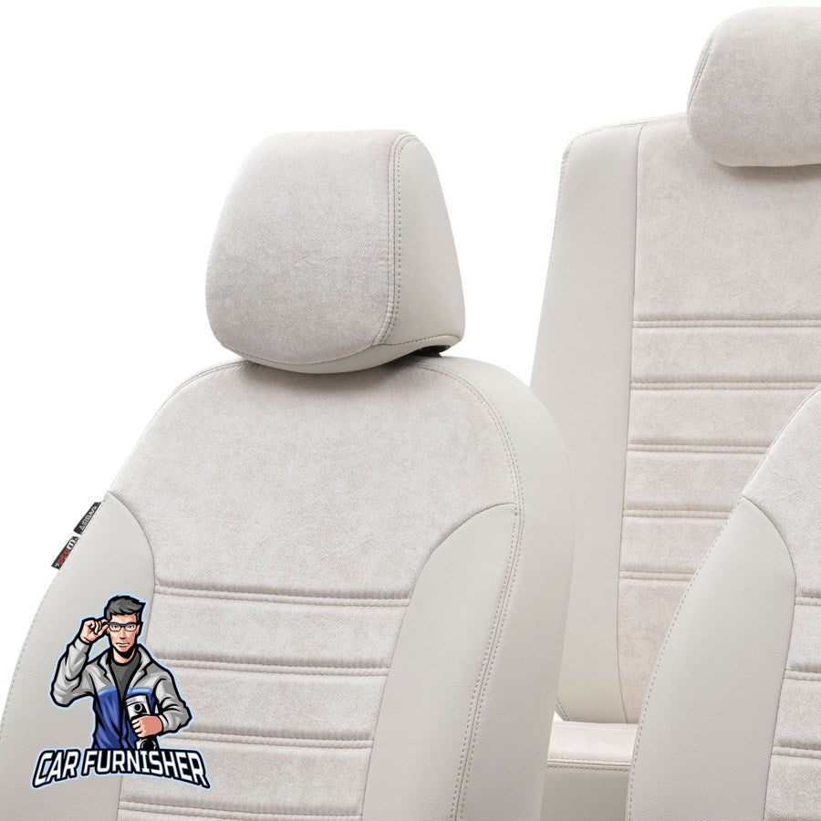 Toyota Hilux Seat Cover Milano Suede Design Ivory Leather & Suede Fabric