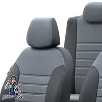 Thumbnail for Scania G Seat Cover New York Leather Design Smoked Black Front Seats (2 Seats + Handrest + Headrests) Leather