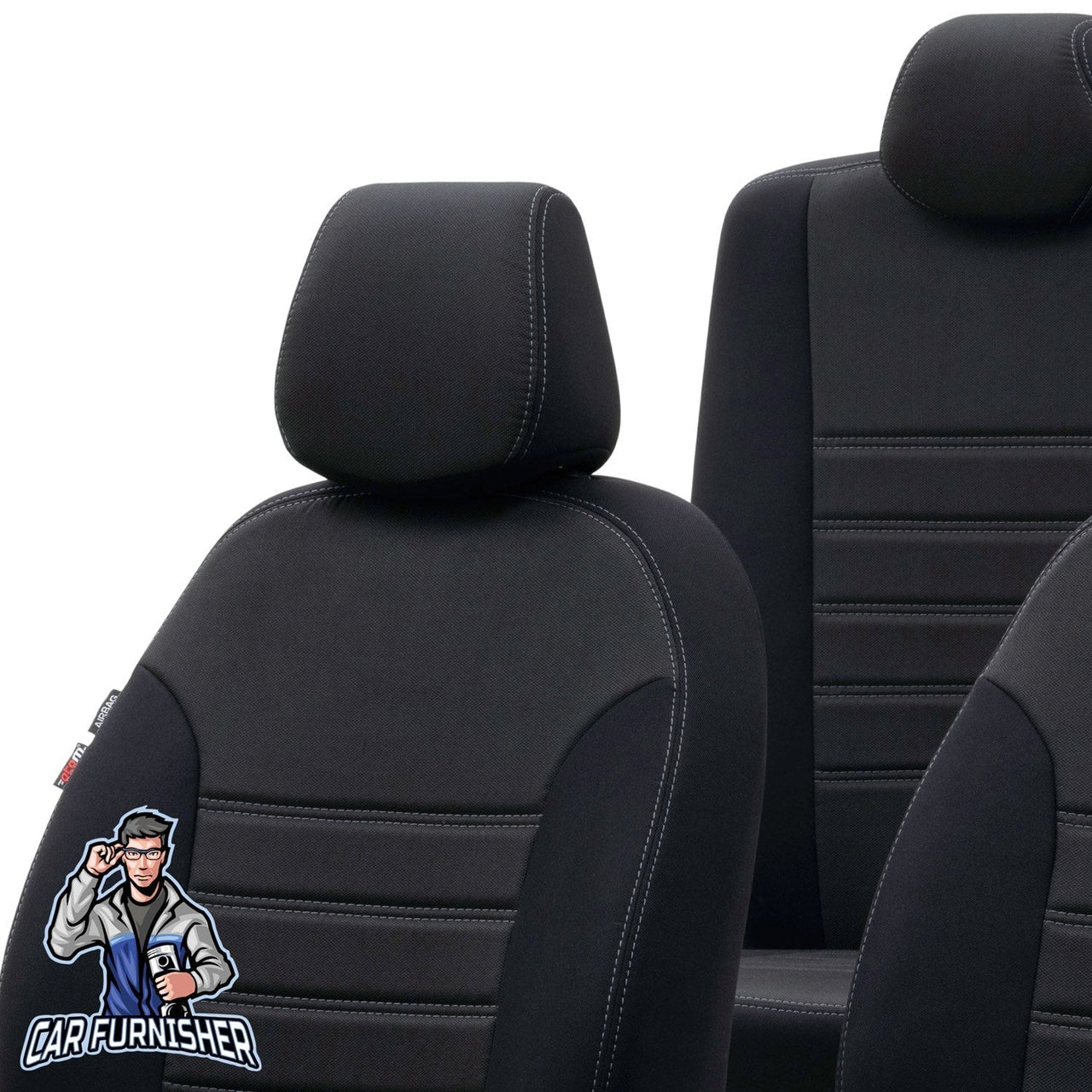 Renault Premium Seat Cover Original Jacquard Design Black Front Seats (2 Seats + Handrest + Headrests) Jacquard Fabric