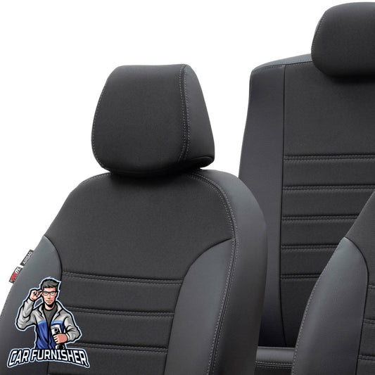 Renault Premium Seat Cover Paris Leather & Jacquard Design Black Front Seats (2 Seats + Handrest + Headrests) Leather & Jacquard Fabric
