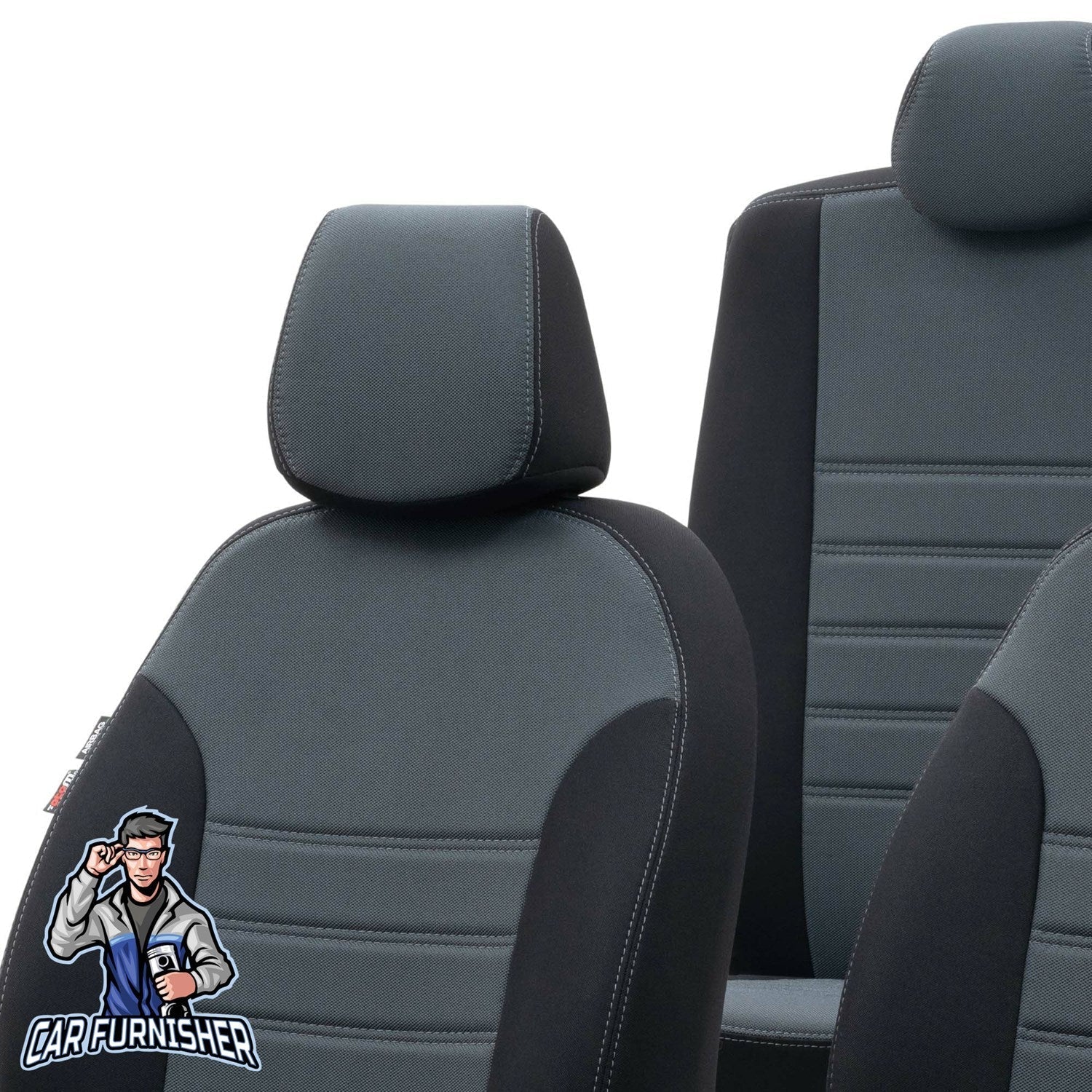 Nissan NV300 Seat Cover New York Leather Design Smoked Black Jacquard Fabric