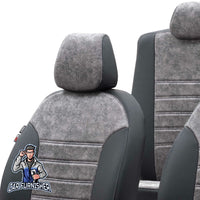 Thumbnail for Scania G Seat Cover Milano Suede Design Smoked Black Front Seats (2 Seats + Handrest + Headrests) Leather & Suede Fabric