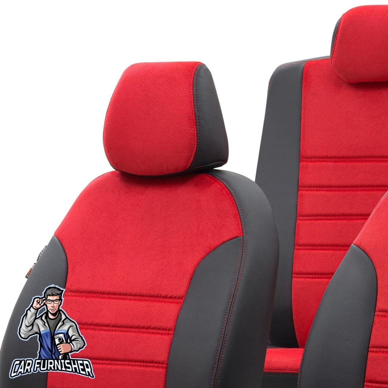Man TGS Seat Cover London Foal Feather Design Red Front Seats (2 Seats + Handrest + Headrests) Leather & Foal Feather