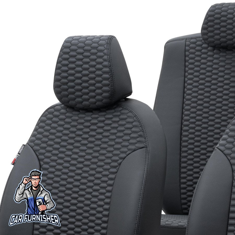 Mercedes Arocs Seat Cover Tokyo Leather Design Black Front Seats (2 Seats + Handrest + Headrests) Leather