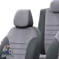 Thumbnail for Scania R Seat Cover London Foal Feather Design Smoked Black Front Seats (2 Seats + Handrest + Headrests) Leather & Foal Feather