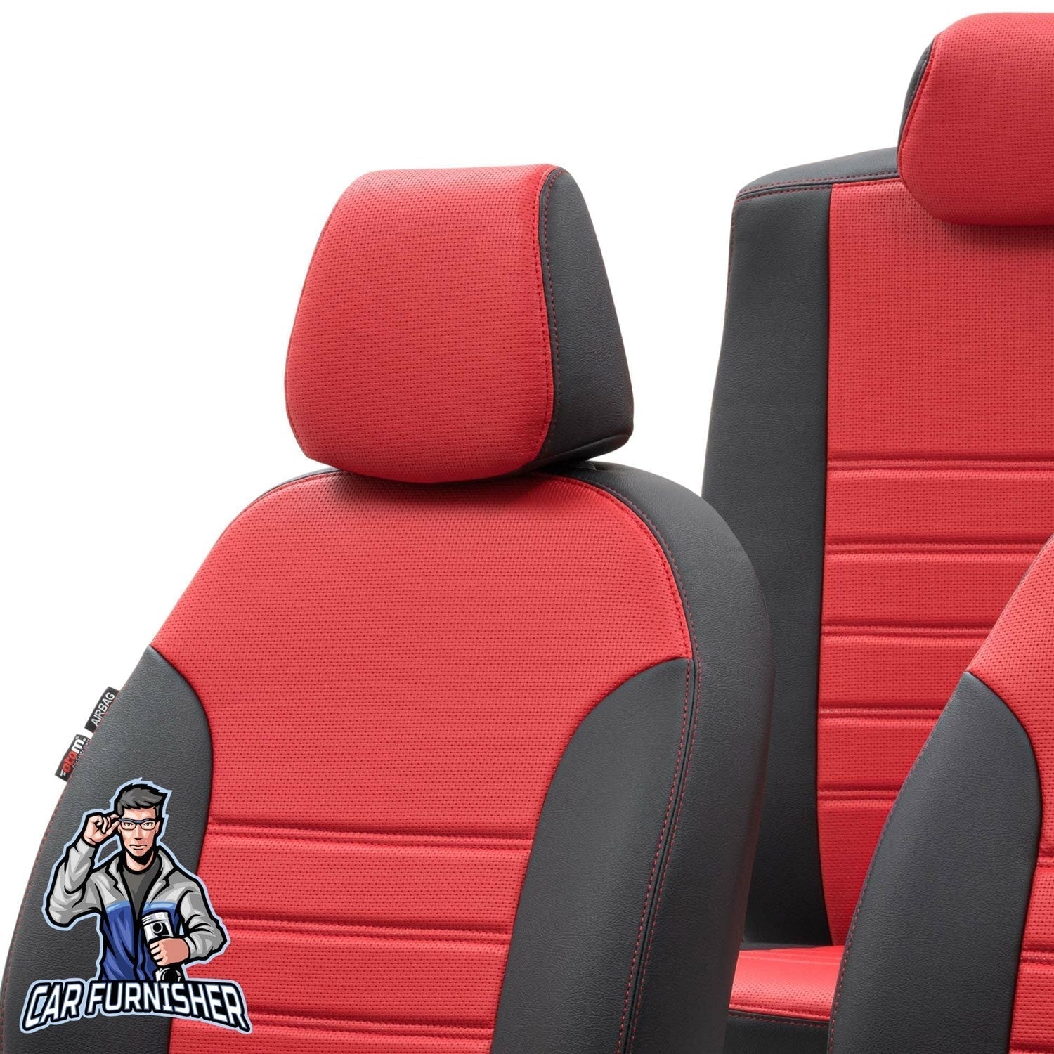 Ford F-Max Seat Cover New York Leather Design Red Front Seats (2 Seats + Handrest + Headrests) Leather