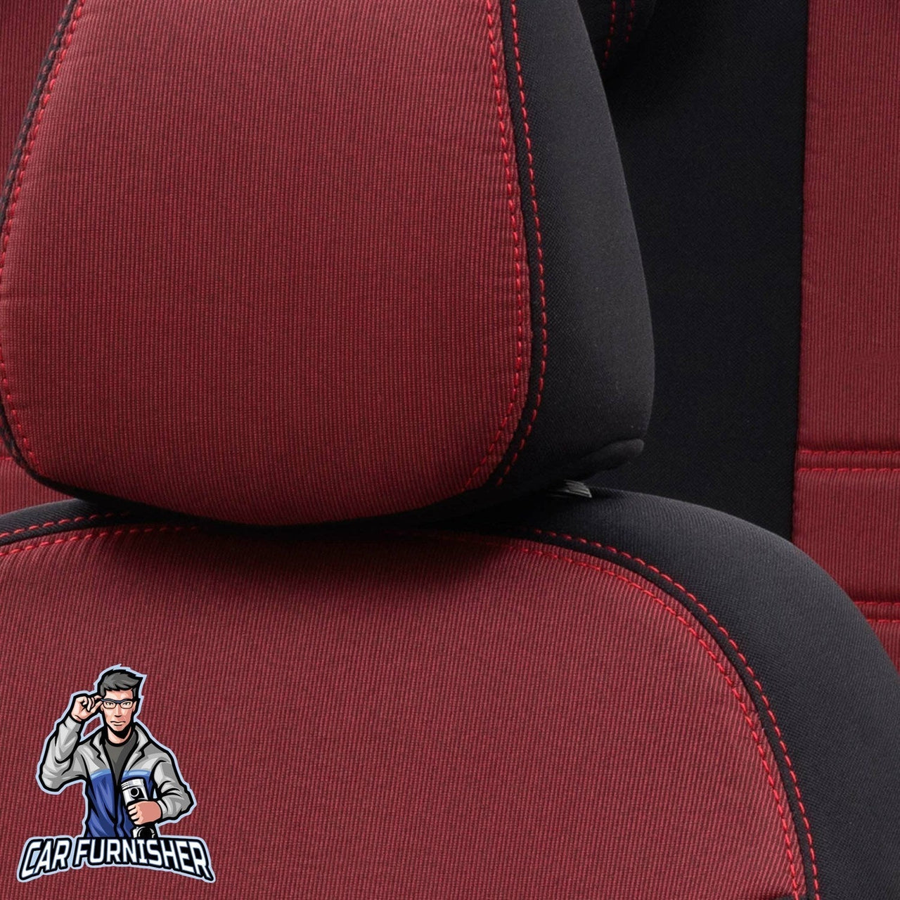 Scania R Seat Cover Original Jacquard Design Red Front Seats (2 Seats + Handrest + Headrests) Jacquard Fabric