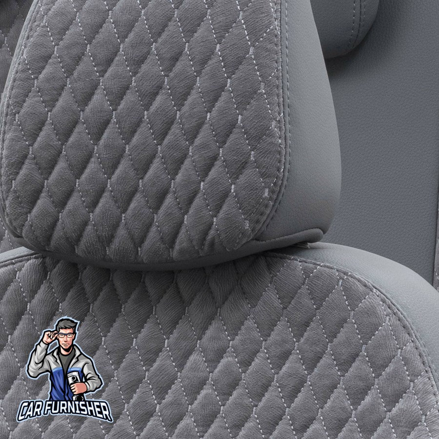 Volkswagen Amarok Seat Cover Amsterdam Foal Feather Design Smoked Black Leather & Foal Feather