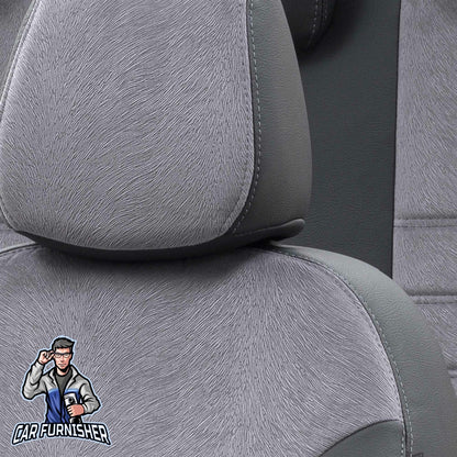 Opel Frontera Seat Cover London Foal Feather Design Smoked Black Leather & Foal Feather