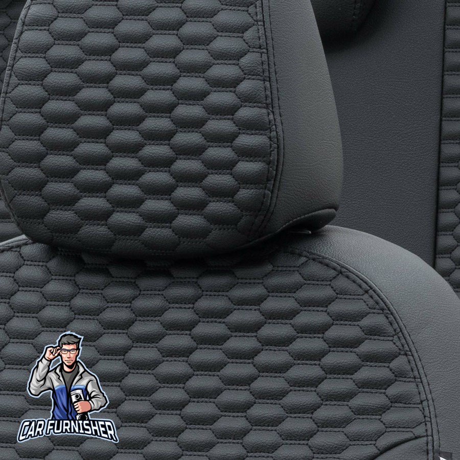 Man TGS Seat Cover Tokyo Leather Design Black Front Seats (2 Seats + Handrest + Headrests) Leather