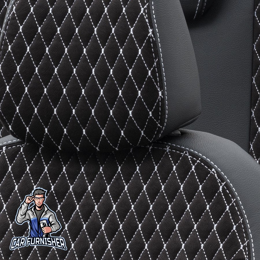 Volkswagen Crafter Seat Cover Amsterdam Foal Feather Design Dark Gray Leather & Foal Feather
