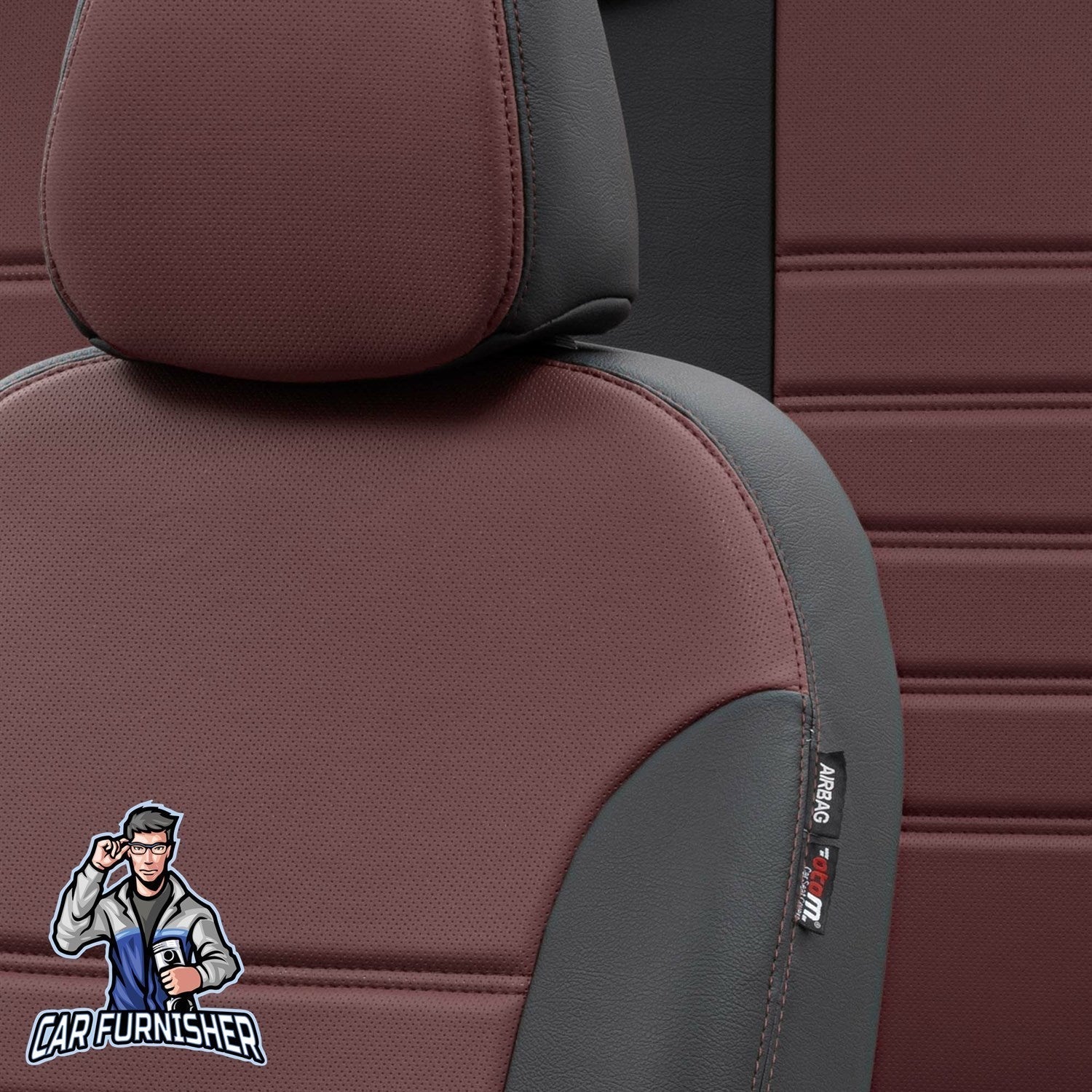 Skoda Roomstar Seat Cover Istanbul Leather Design Burgundy Leather