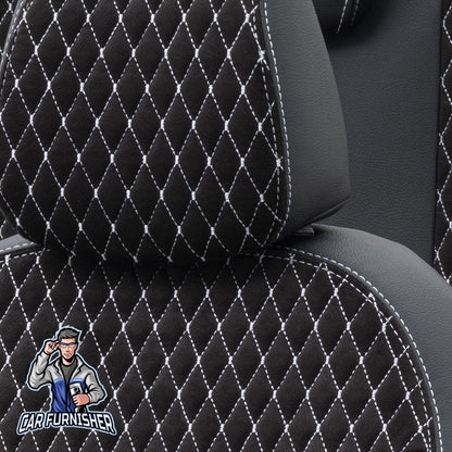 Toyota Aygo Seat Cover Amsterdam Foal Feather Design Dark Gray Leather & Foal Feather