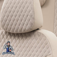 Thumbnail for Scania R Seat Cover Amsterdam Foal Feather Design Beige Front Seats (2 Seats + Handrest + Headrests) Leather & Foal Feather