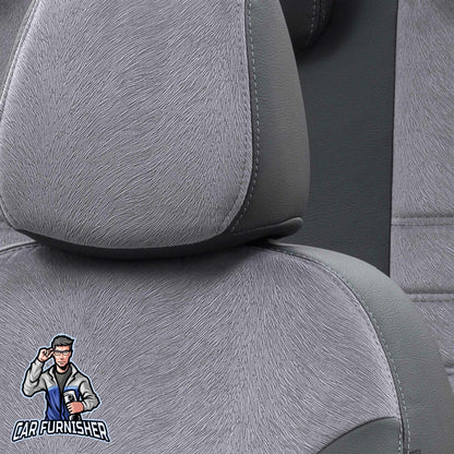 Volkswagen Caddy Seat Cover London Foal Feather Design Smoked Black Leather & Foal Feather