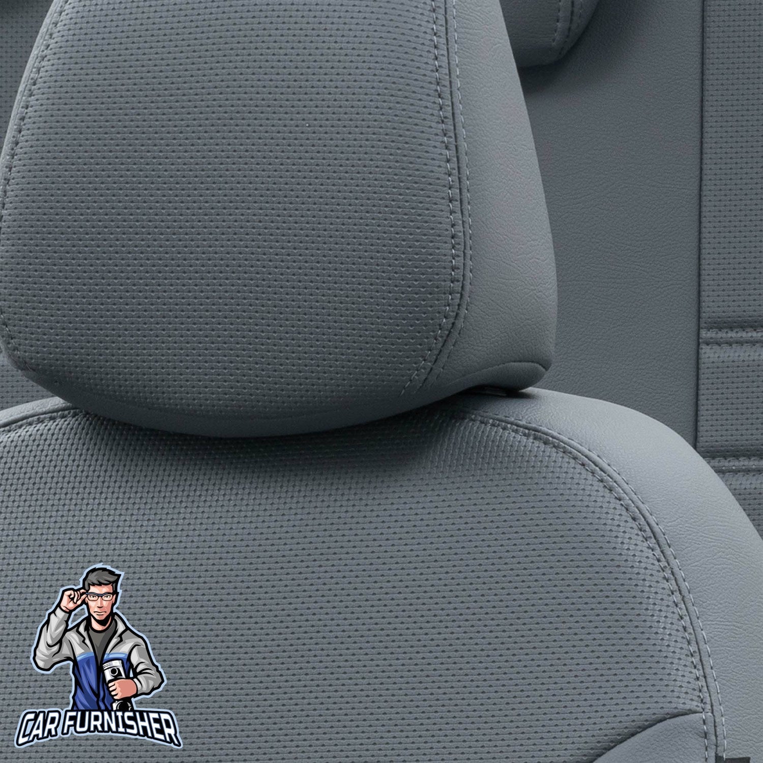 Volvo S60 Car Seat Cover 2000-2018 T4/T5/T6/T8/D5 New York Design Smoked Full Set (5 Seats + Handrest) Leather & Fabric