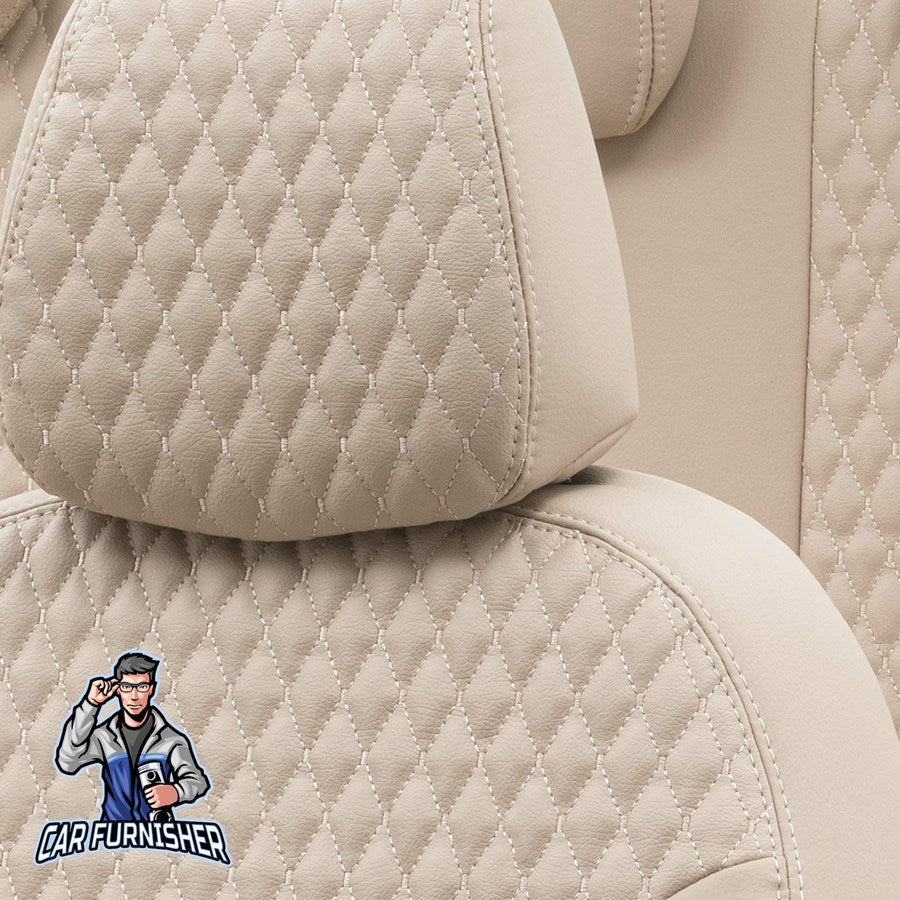 Man TGS Seat Cover Amsterdam Leather Design Beige Front Seats (2 Seats + Handrest + Headrests) Leather