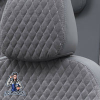 Thumbnail for Scania R Seat Cover Amsterdam Foal Feather Design Smoked Black Front Seats (2 Seats + Handrest + Headrests) Leather & Foal Feather