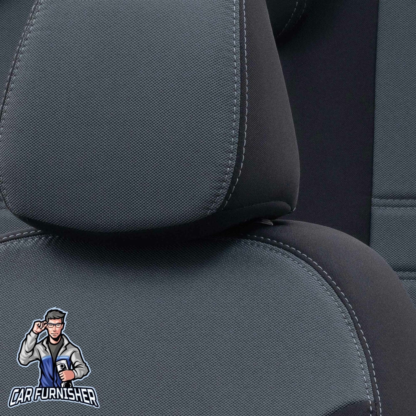 Volkswagen Sharan Seat Cover Tokyo Foal Feather Design Smoked Black Jacquard Fabric