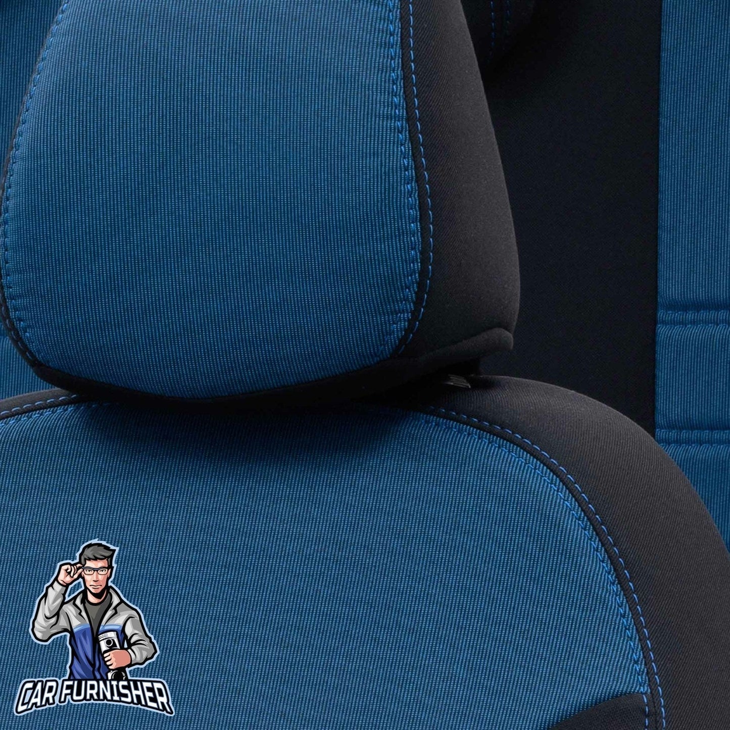 Nissan NV300 Seat Cover New York Leather Design Blue Jacquard Fabric