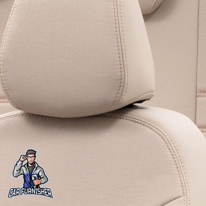 Renault Premium Seat Cover Paris Leather & Jacquard Design Beige Front Seats (2 Seats + Handrest + Headrests) Leather & Jacquard Fabric