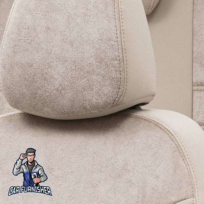 Kia Carens Seat Cover Milano Suede Design Beige Leather & Suede Fabric