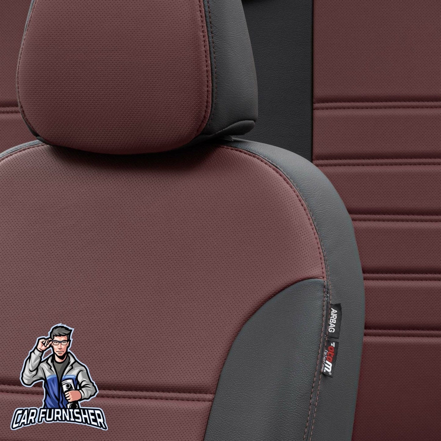 Volvo FH Seat Cover Istanbul Leather Design Burgundy Leather