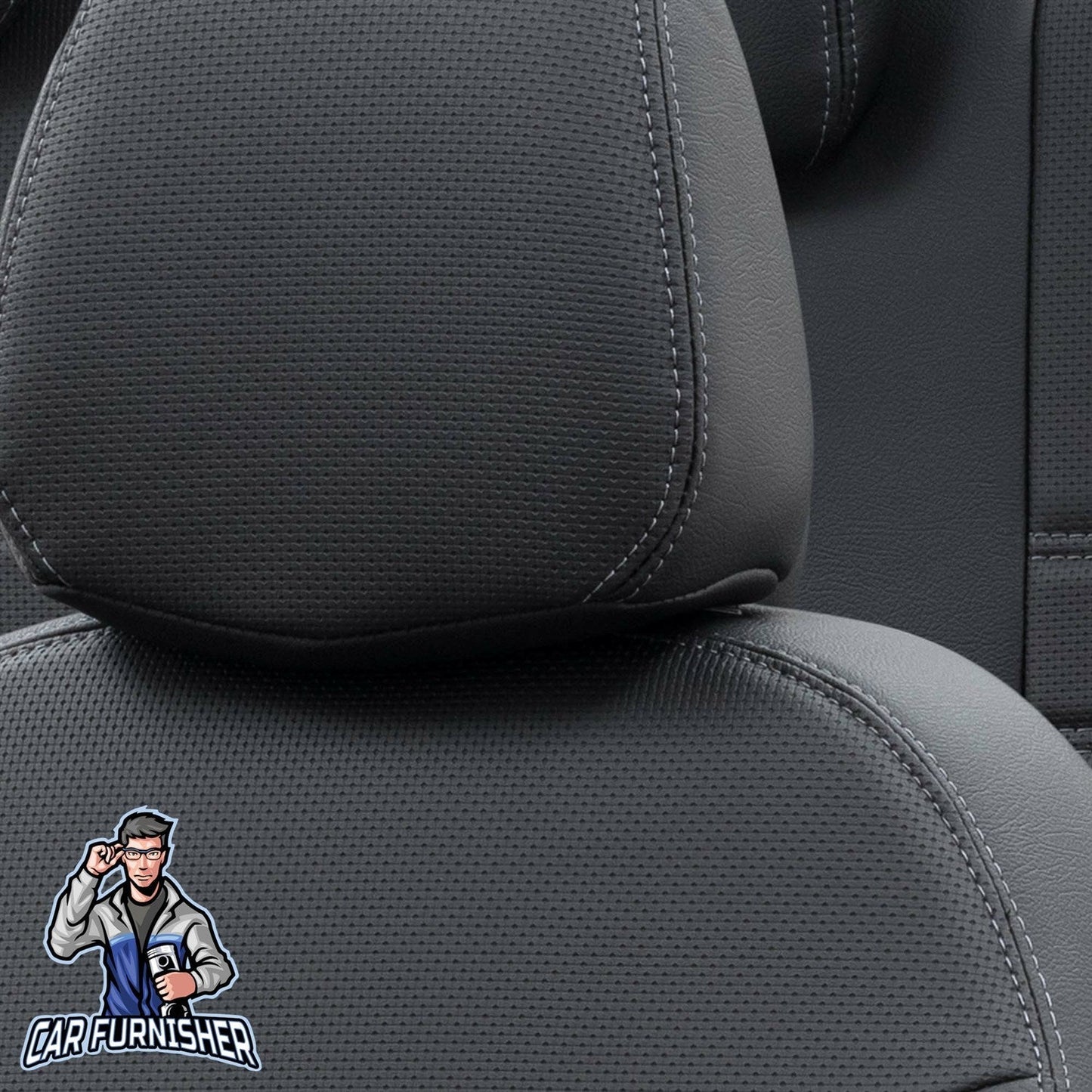 Tesla Model Y Seat Cover New York Leather Design Black Leather