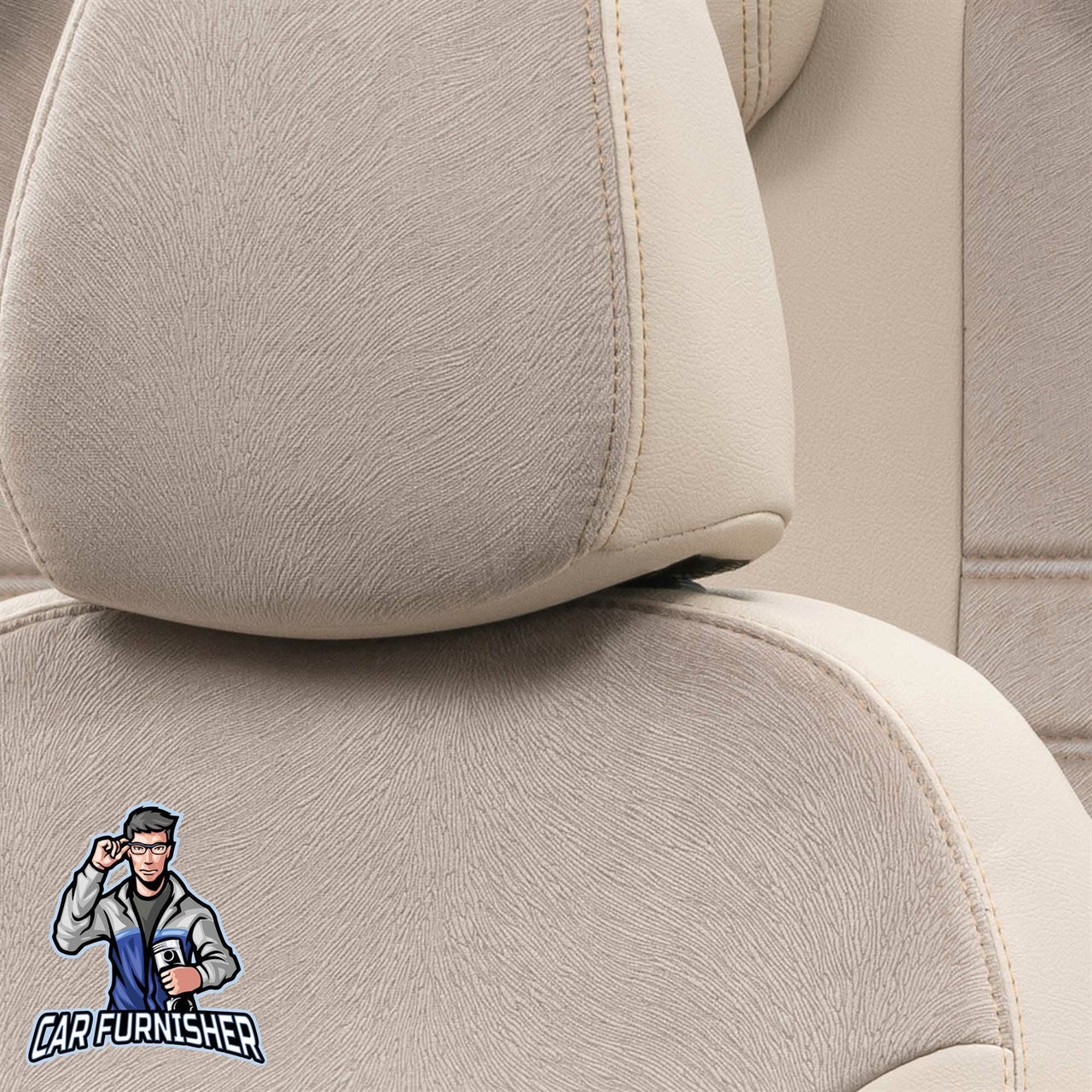 Volkswagen ID.4 Seat Cover London Foal Feather Design Beige Leather & Foal Feather