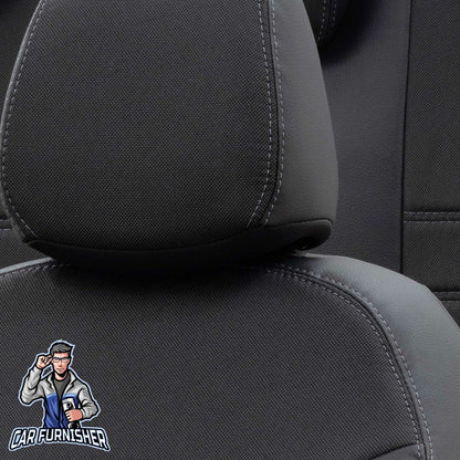Volkswagen Caravelle Seat Cover Paris Leather & Jacquard Design Black Leather & Jacquard Fabric