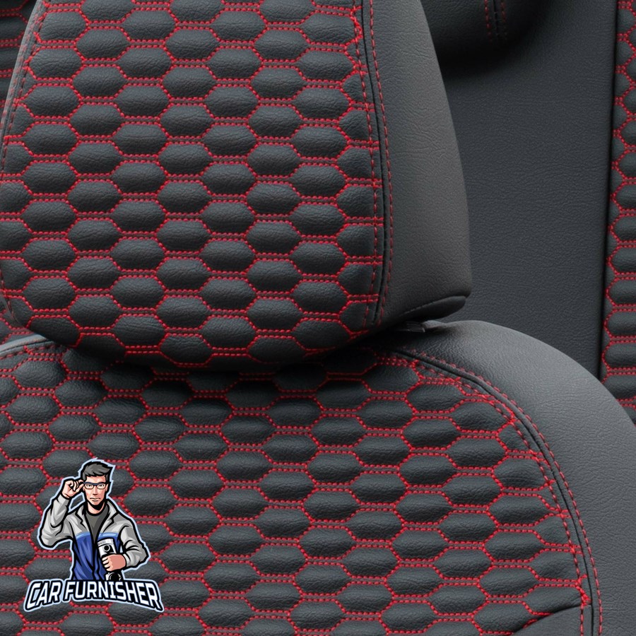 Tesla Model 3 Car Seat Cover 2017-2023 Custom Tokyo Design Red Full Set (5 Seats + Handrest) Full Leather