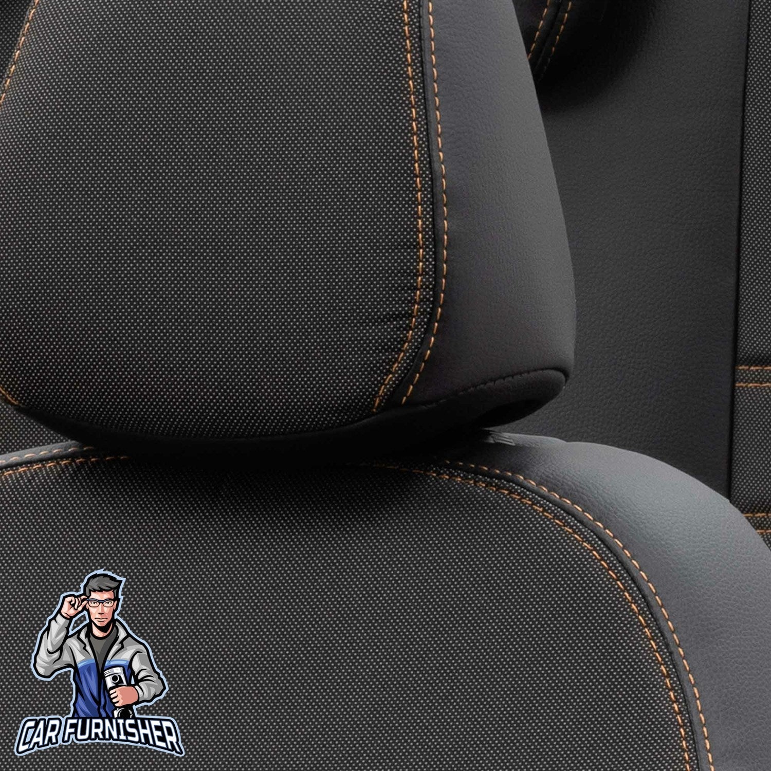 Volvo V40 Seat Cover Paris Leather & Jacquard Design Dark Beige Leather & Jacquard Fabric