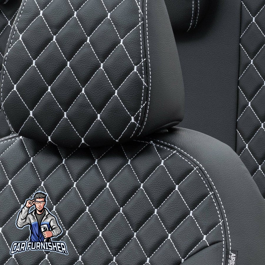 Man TGS Seat Cover Madrid Leather Design Dark Gray Front Seats (2 Seats + Handrest + Headrests) Leather