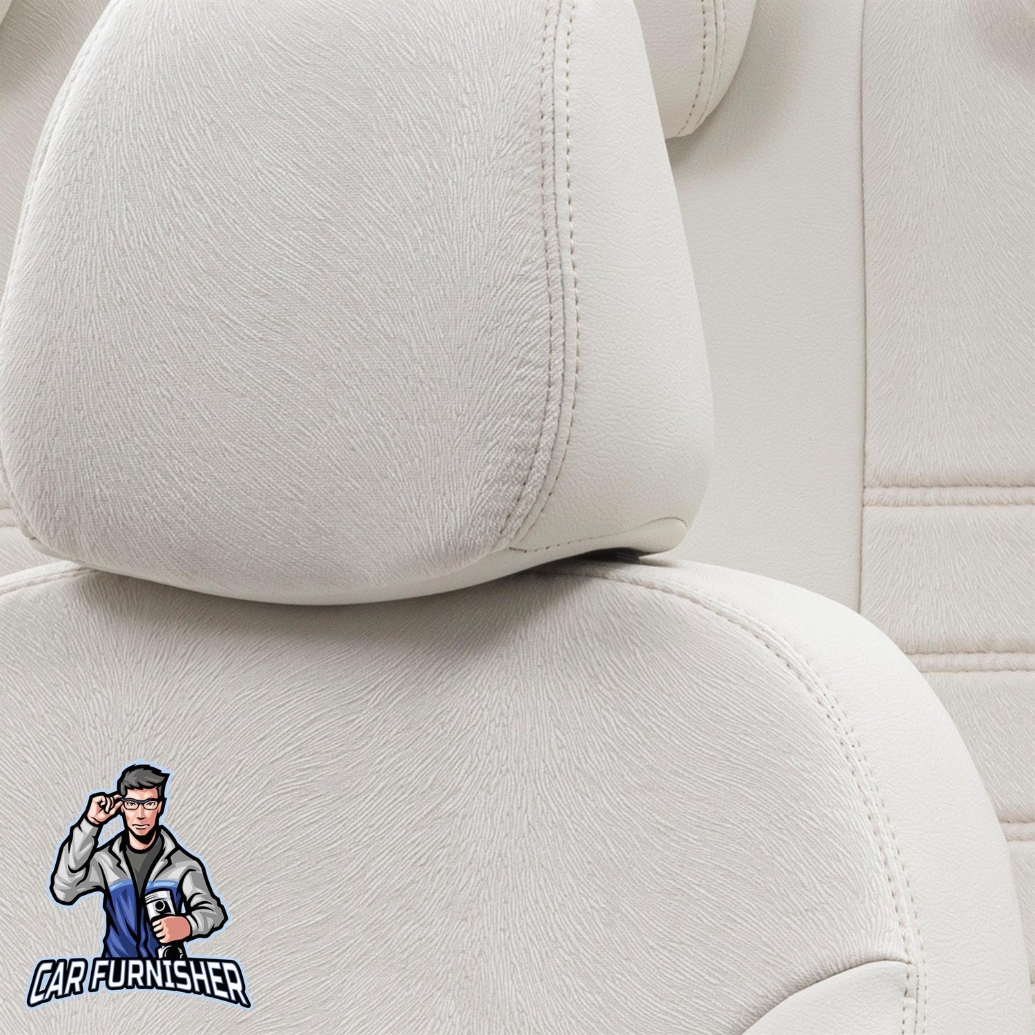 VW Amarok Car Seat Cover 2010-2023 2H London Design Ivory Full Set (5 Seats + Handrest) Leather & Fabric