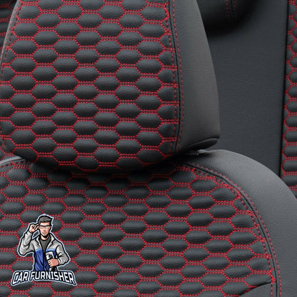 Kia Carens Seat Cover Madrid Foal Feather Design Red Leather