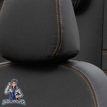 Opel Frontera Seat Cover Paris Leather & Jacquard Design Dark Beige Leather & Jacquard Fabric