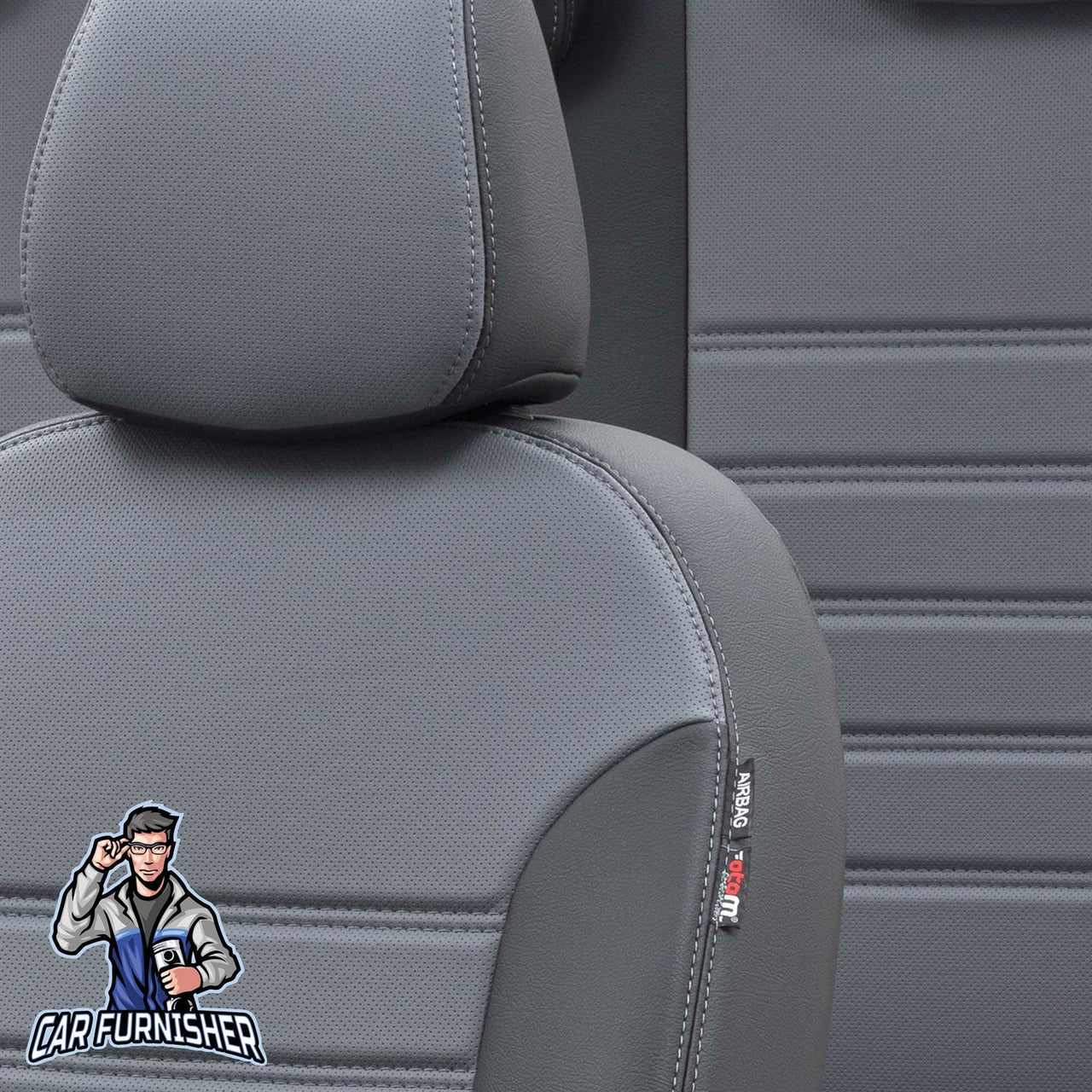 Volvo XC90 Seat Cover Istanbul Leather Design Smoked Black Leather