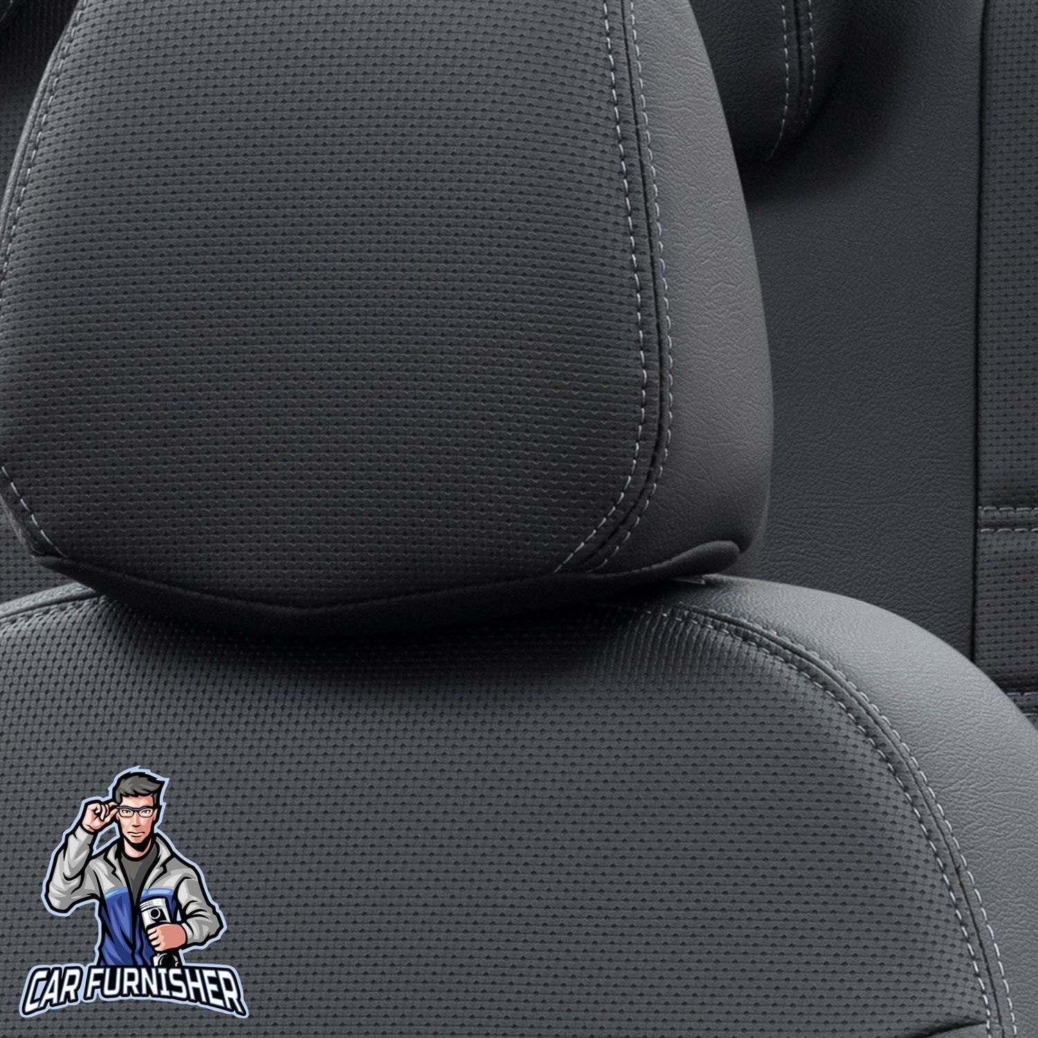 Volvo S60 Car Seat Cover 2000-2018 T4/T5/T6/T8/D5 New York Design Black Full Set (5 Seats + Handrest) Leather & Fabric