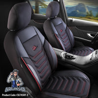 Thumbnail for Volkswagen Jetta Seat Covers Florida Design Red 5 Seats + Headrests (Full Set) Leather & Pique Fabric