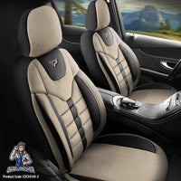 Thumbnail for Mercedes 190 Seat Covers Toronto Design Beige 5 Seats + Headrests (Full Set) Leather & Suede Fabric